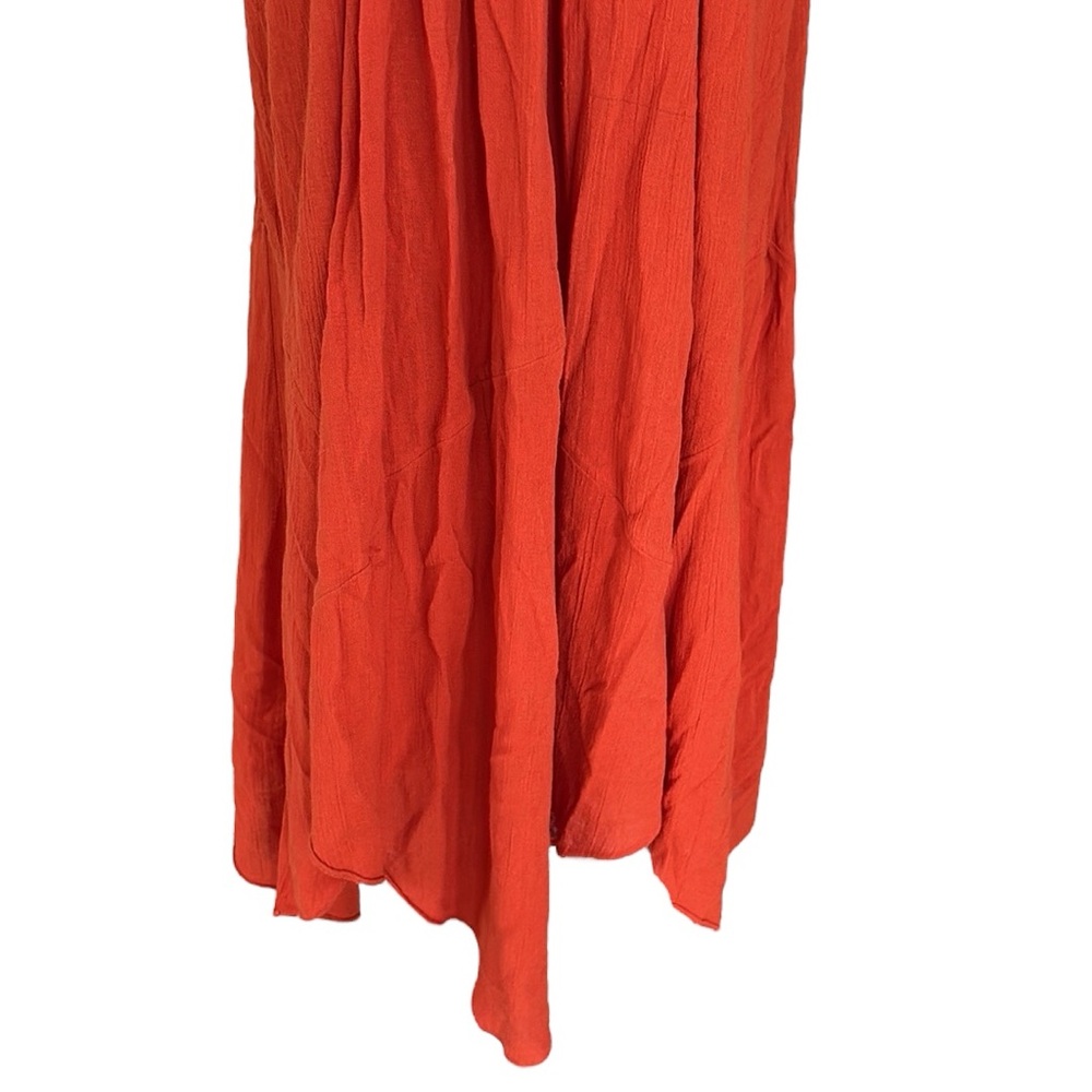 Free People Elaina Orange Crochet Gauze Asymmetrical Maxi Dress in Tangerine - L - Picture 12 of 16